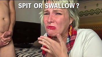 play She swallows a guy's sperm after which she wants to sit behind her